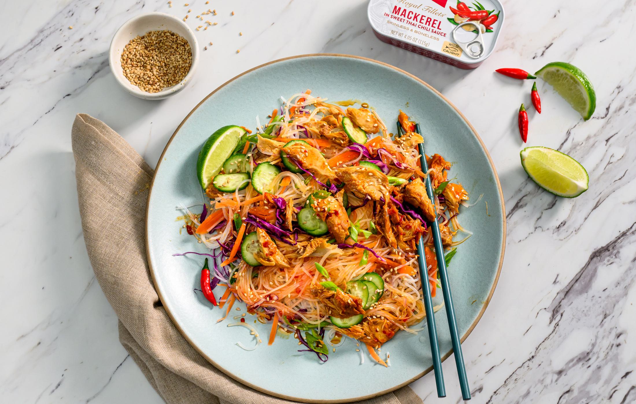 Asian Noodle Salad with Mackerel