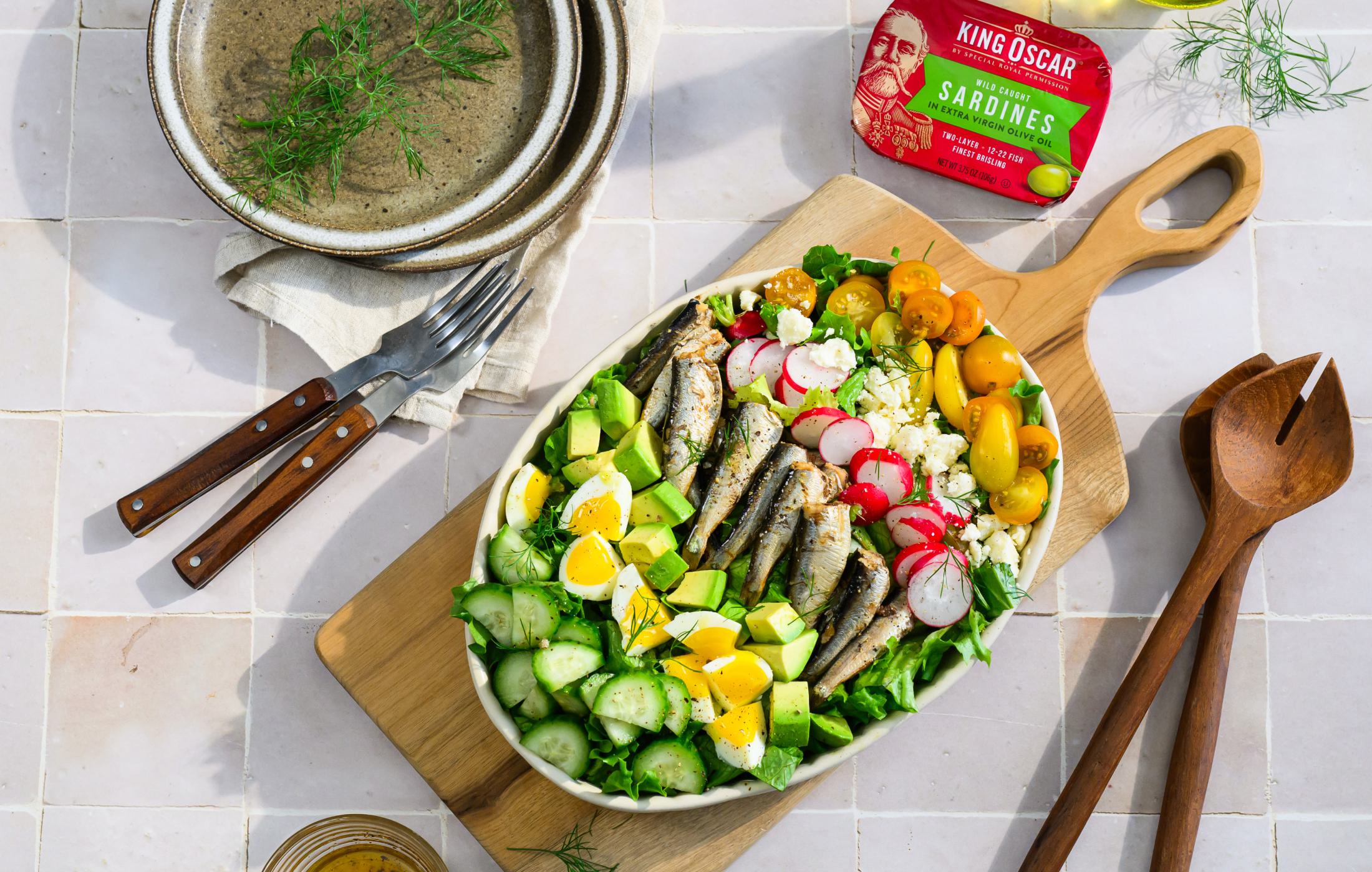 Chopped Salad with Sardines in Extra Virgin Olive Oil