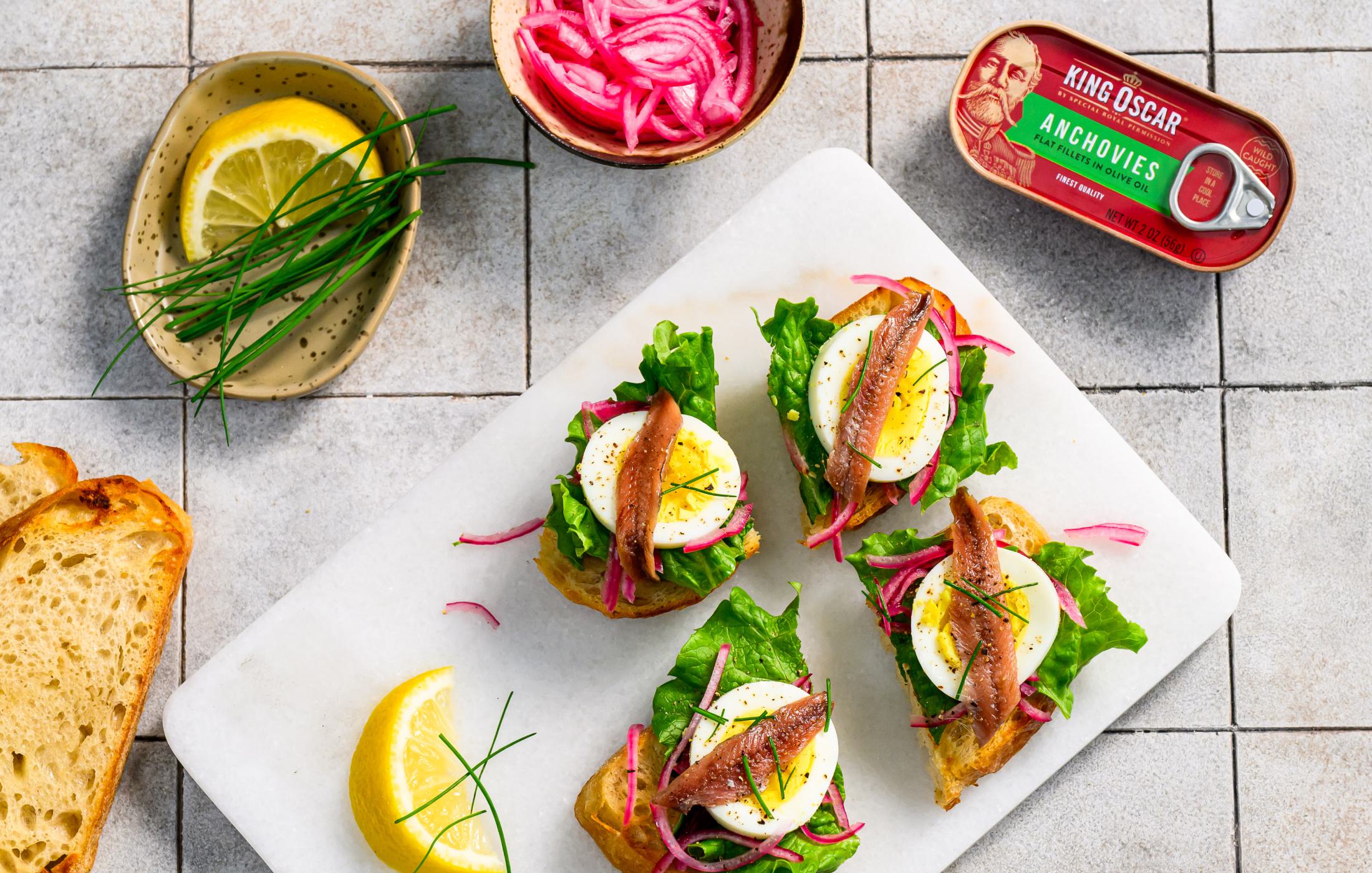 Classic Egg and Anchovy Canapes