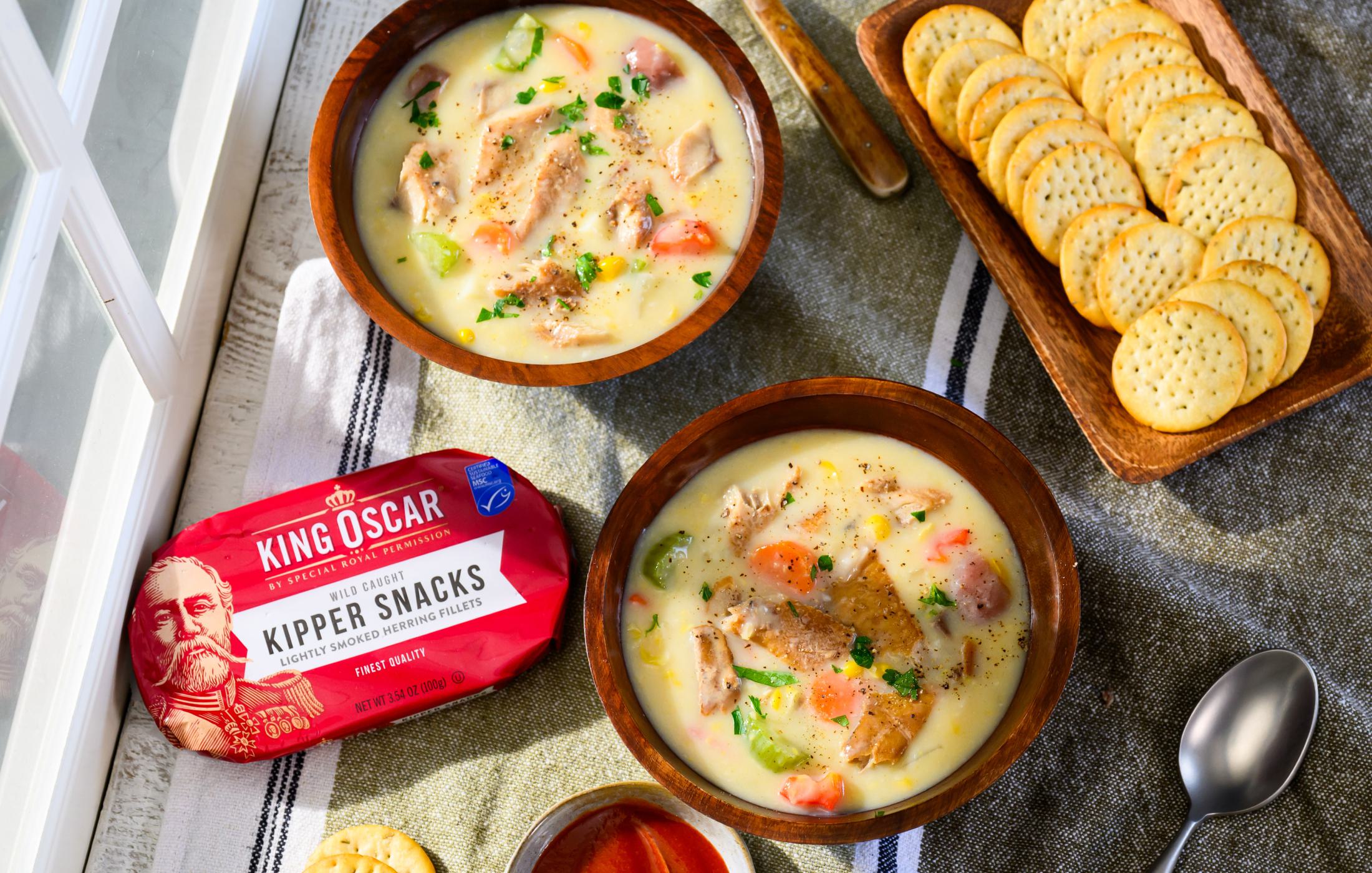 Comforting Smoked Kipper Snacks Corn Chowder