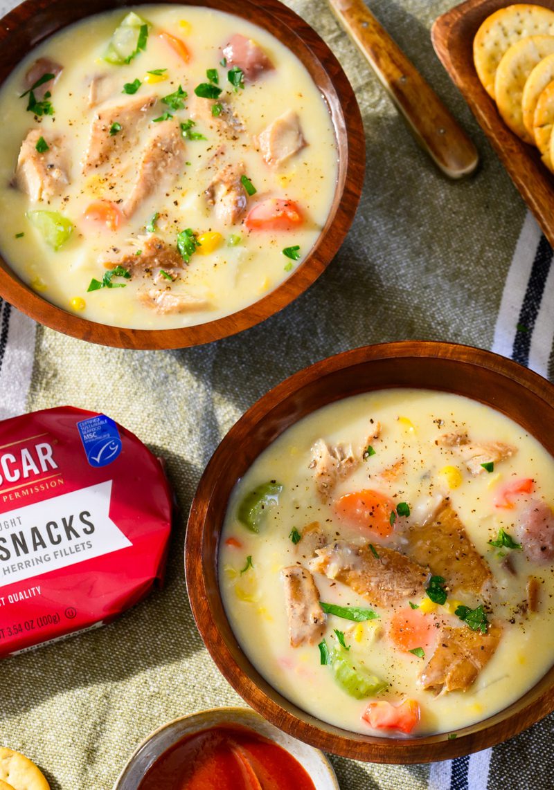 Comforting Smoked Kipper Snacks Corn Chowder