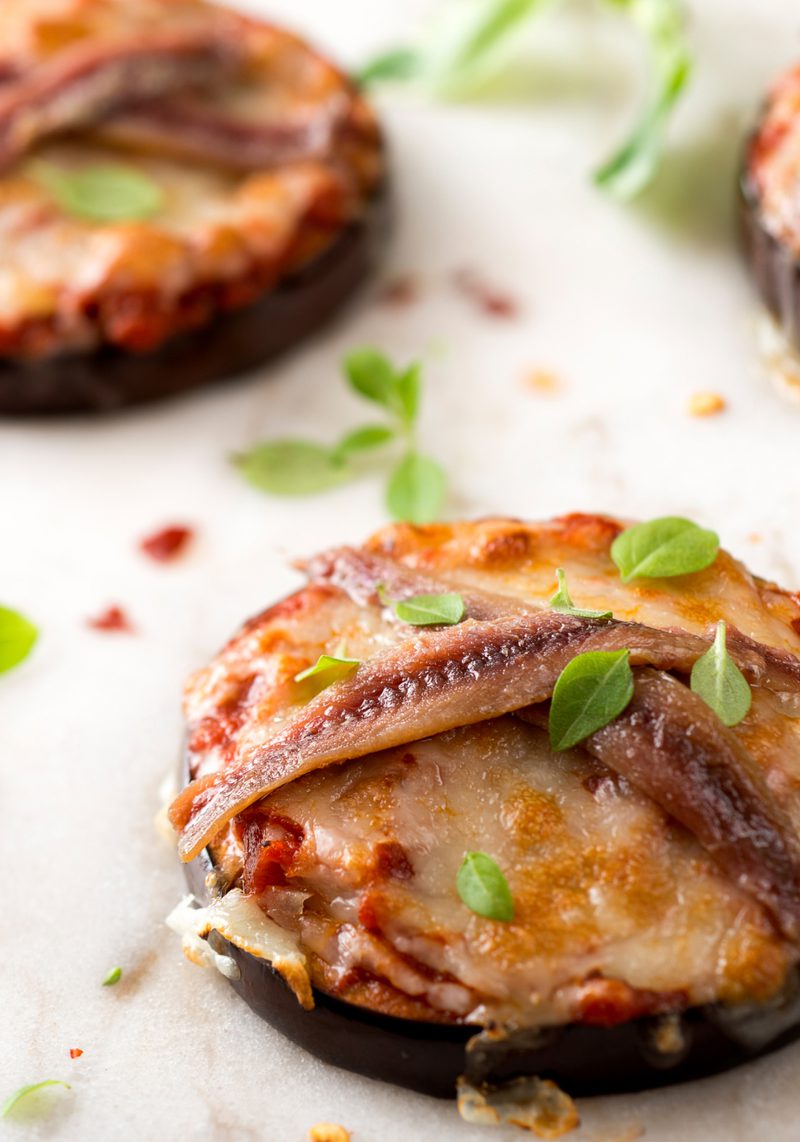 Eggplant & Anchovy Mini Pizzas
