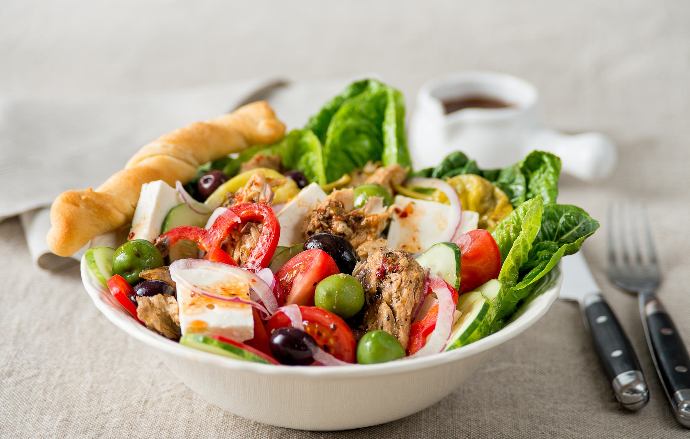 Greek Salad with Mackerel
