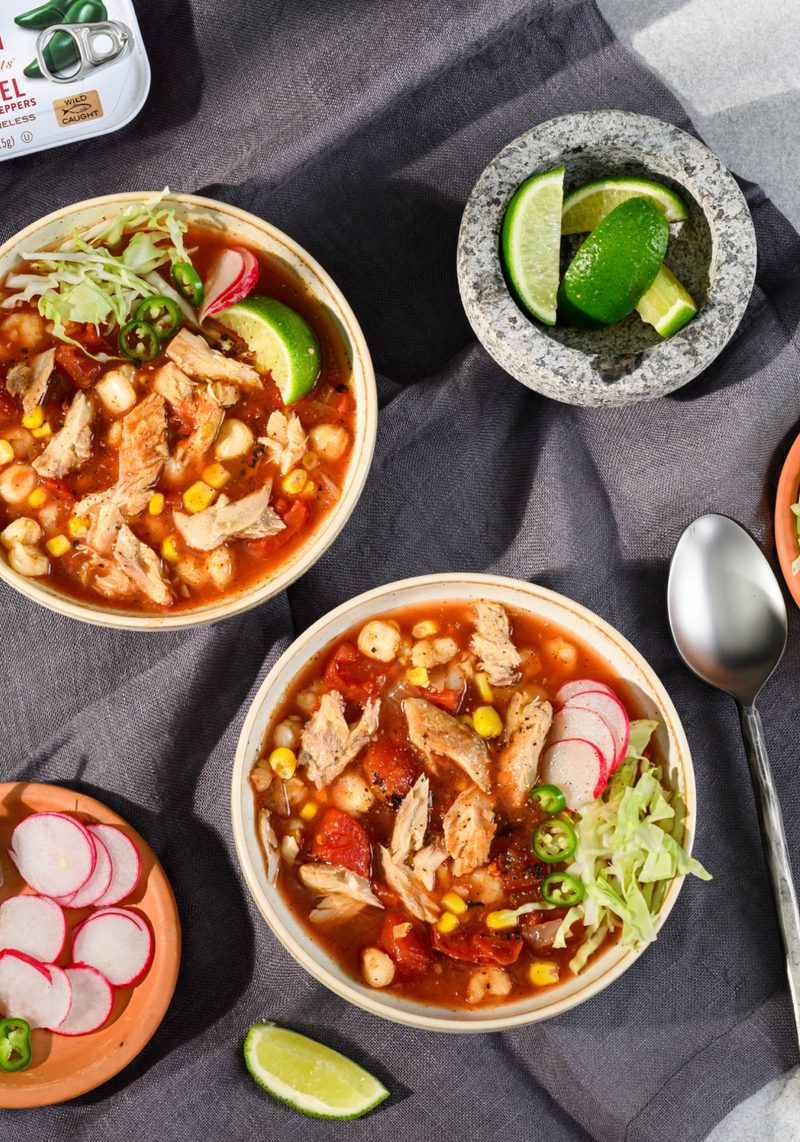 Jalapeño Mackerel Hominy Soup