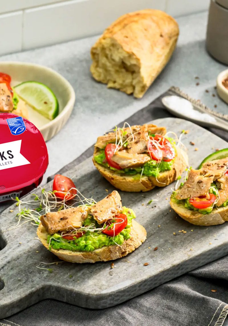 Kipper Snacks and Avocado Sandwiches