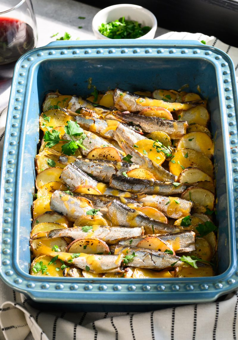 Lemon Sardines Roast Potato Bake