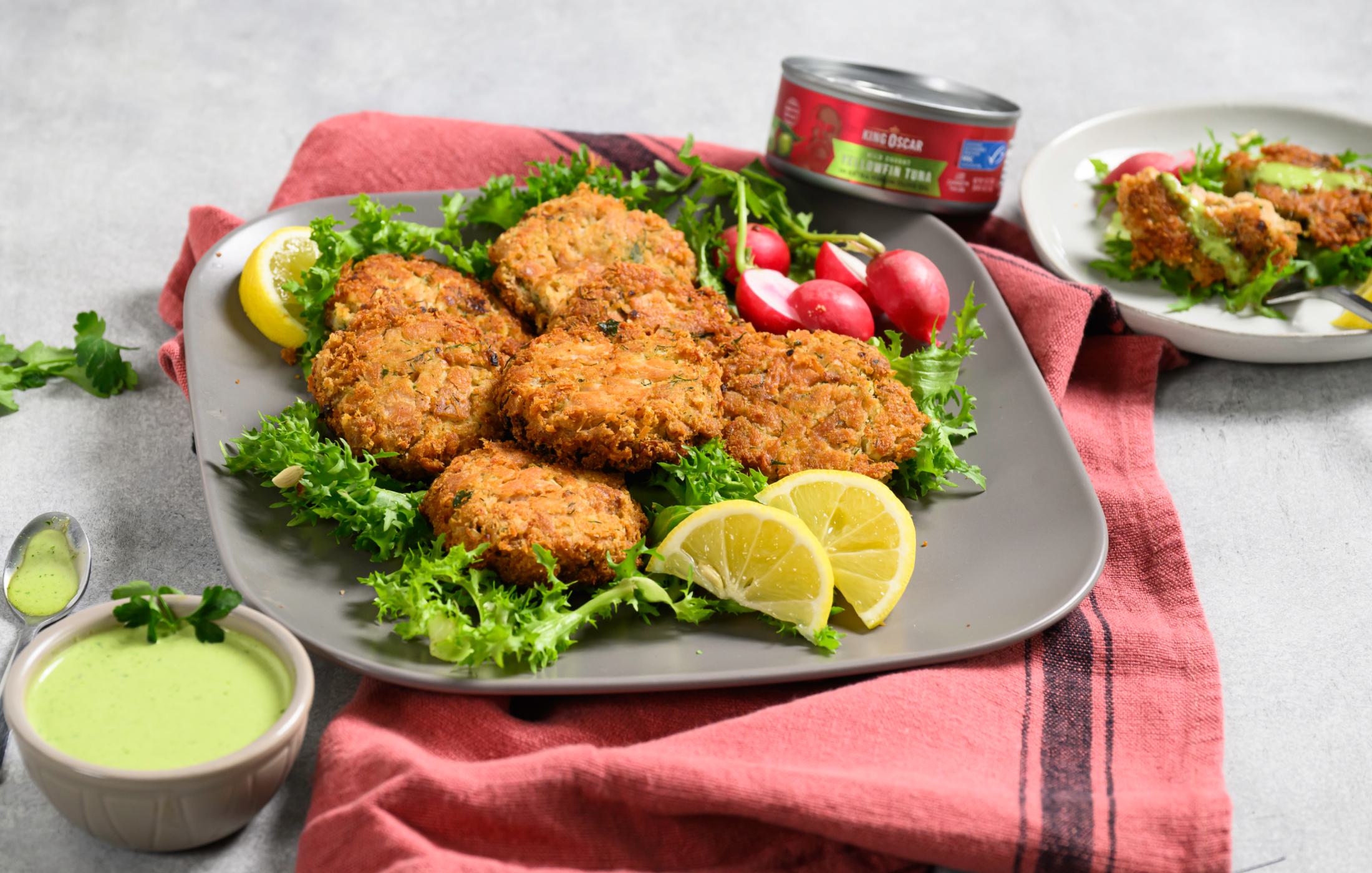 Low Carb Tuna Patties with Creamy Herb Sauce