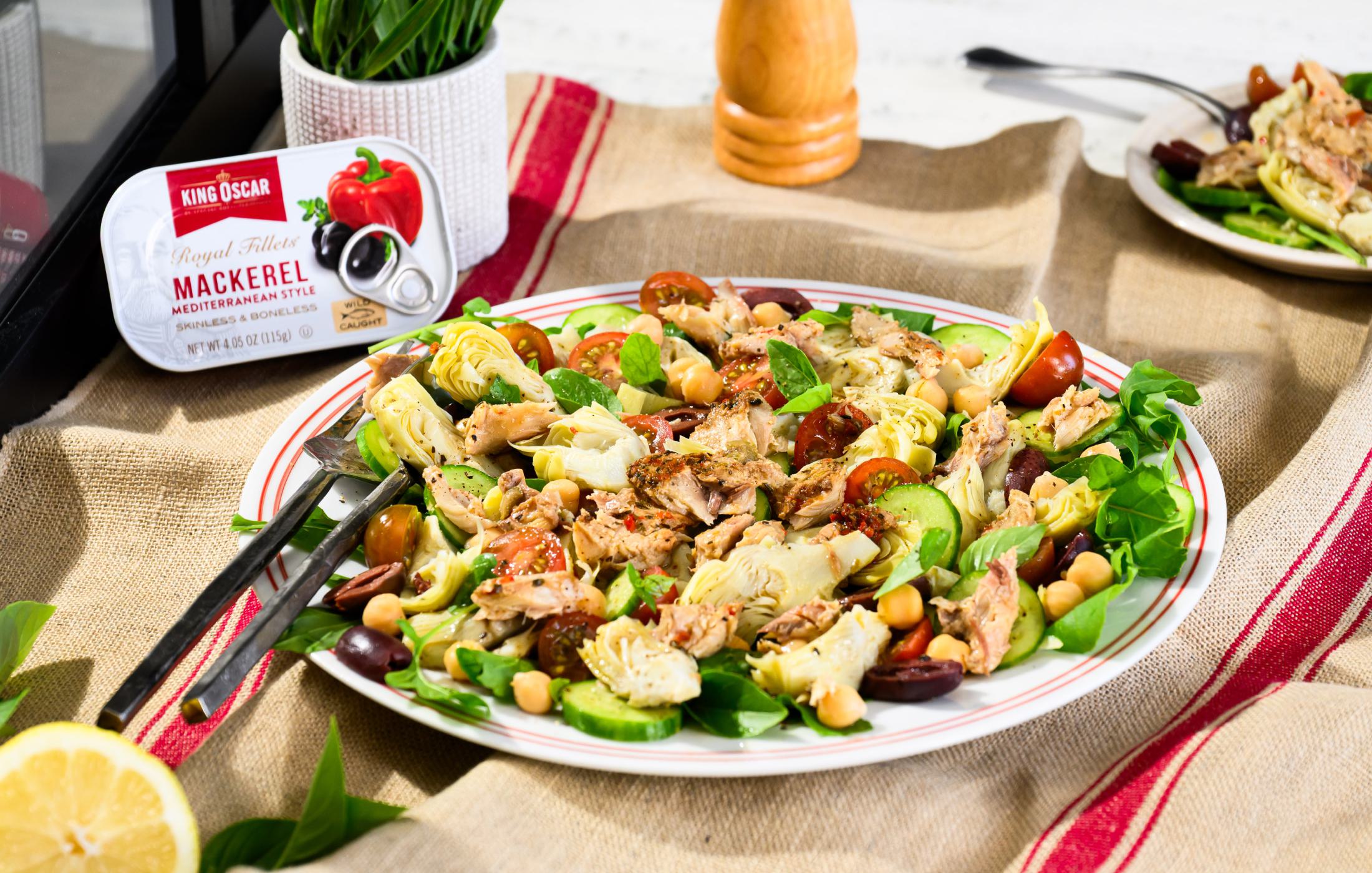 Mediterranean Mackerel Artichoke Heart & Chickpea Salad