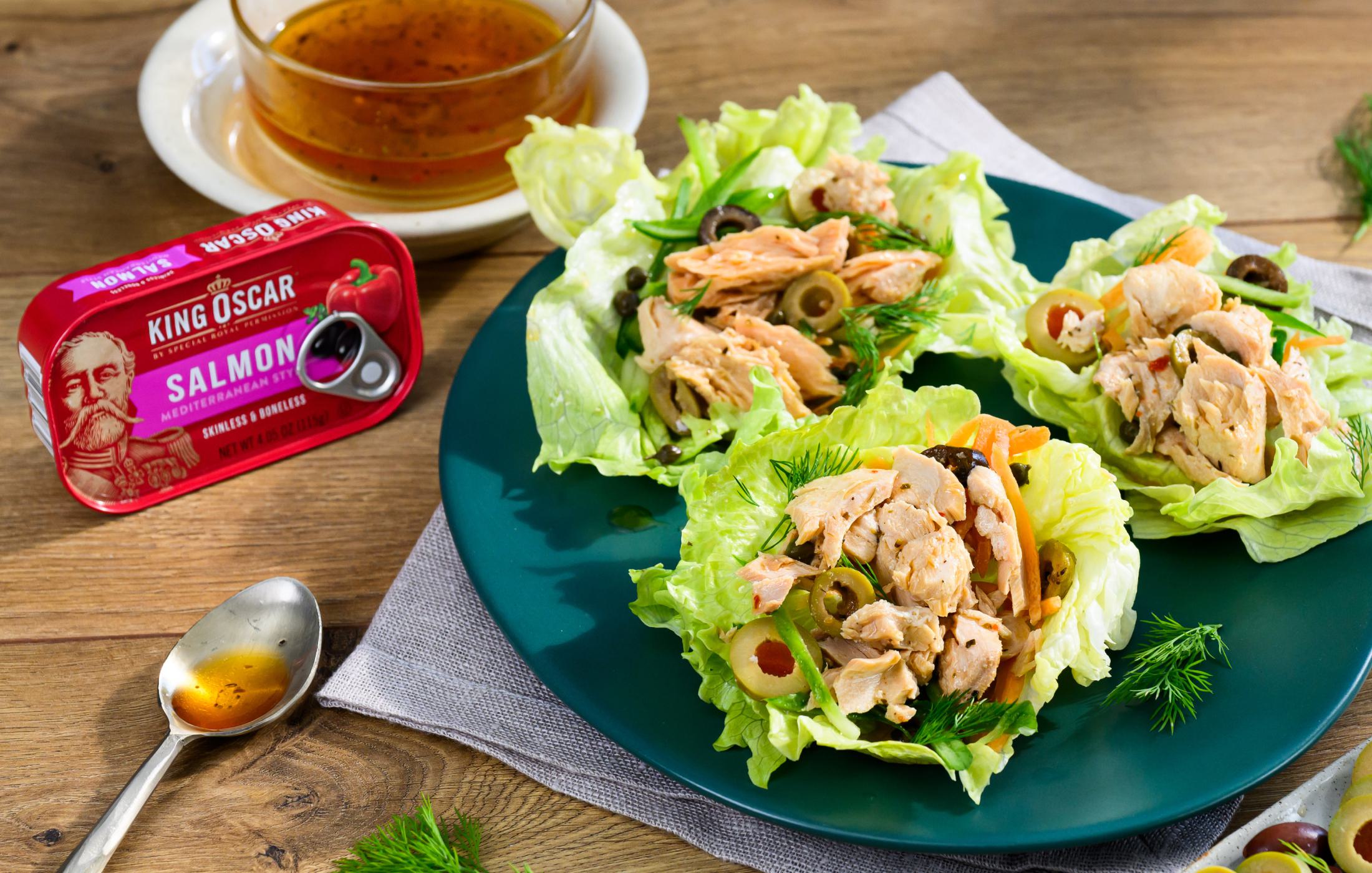 Mediterranean Salmon Lettuce Wraps