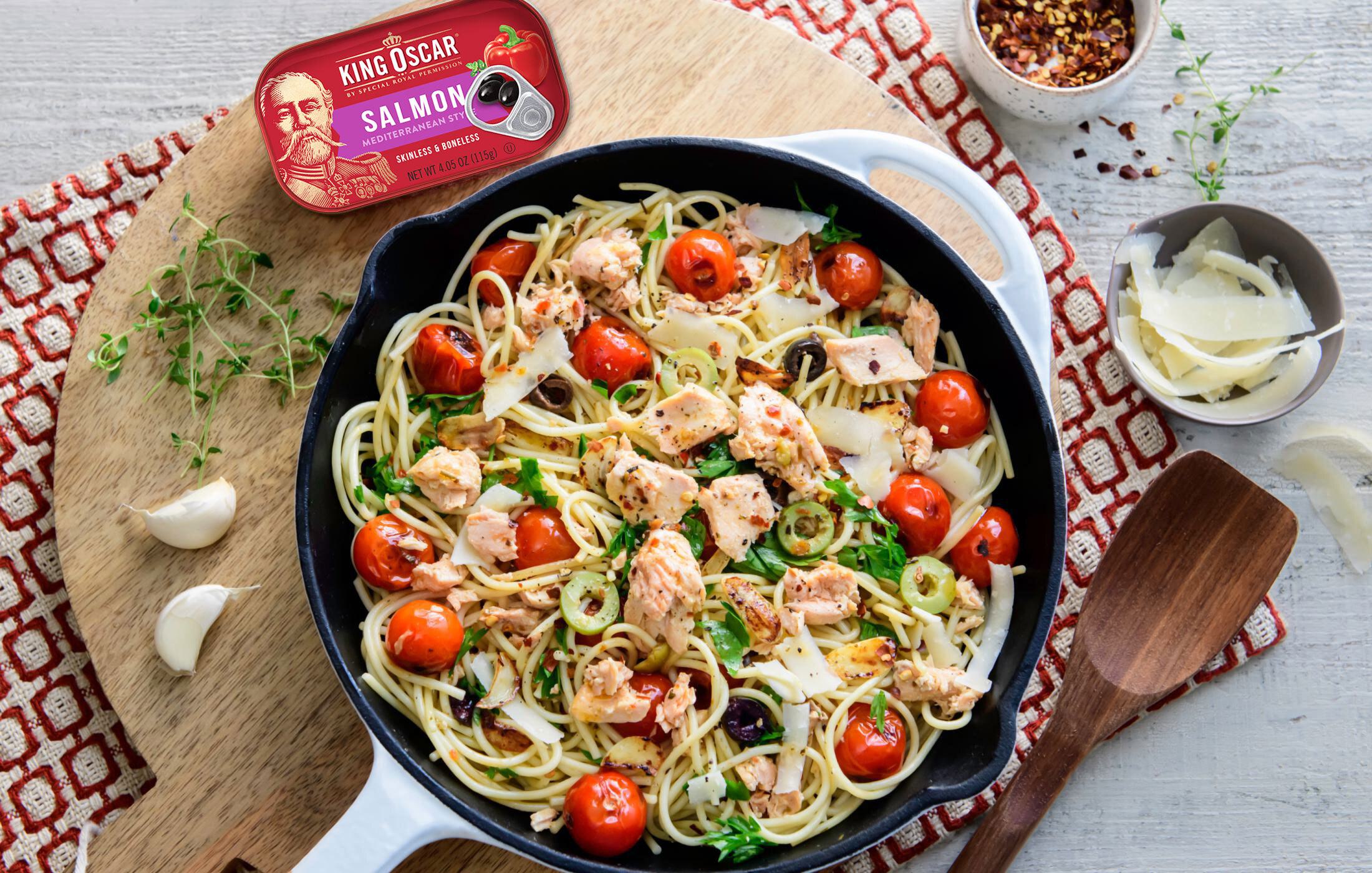Mediterranean Salmon Skillet Pasta
