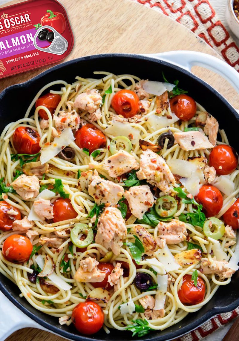 Mediterranean Salmon Skillet Pasta