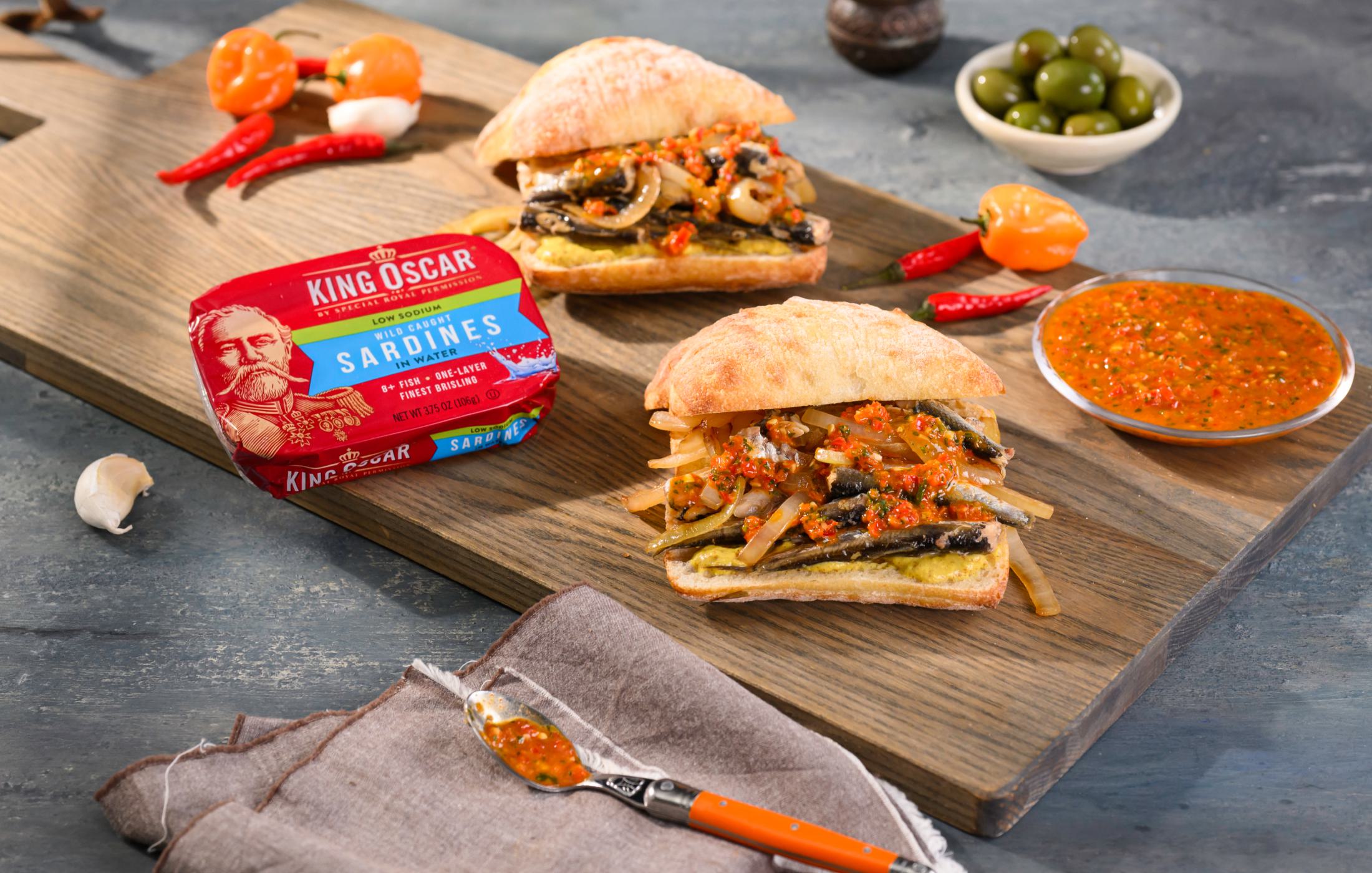 Sardine Portuguese Prego Sandwich with Spicy Garlic Peri Peri Sauce