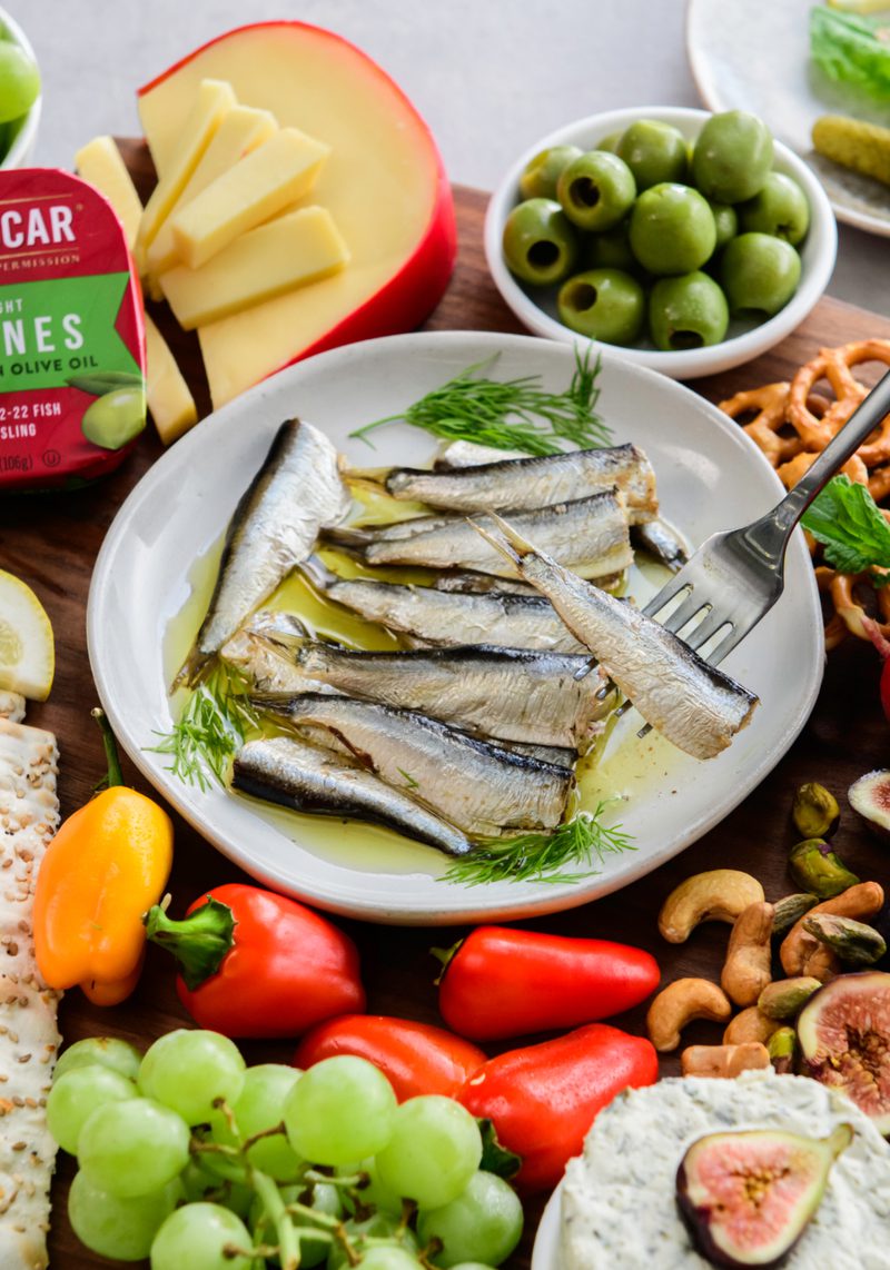 Seacuterie Party Board with Sardines