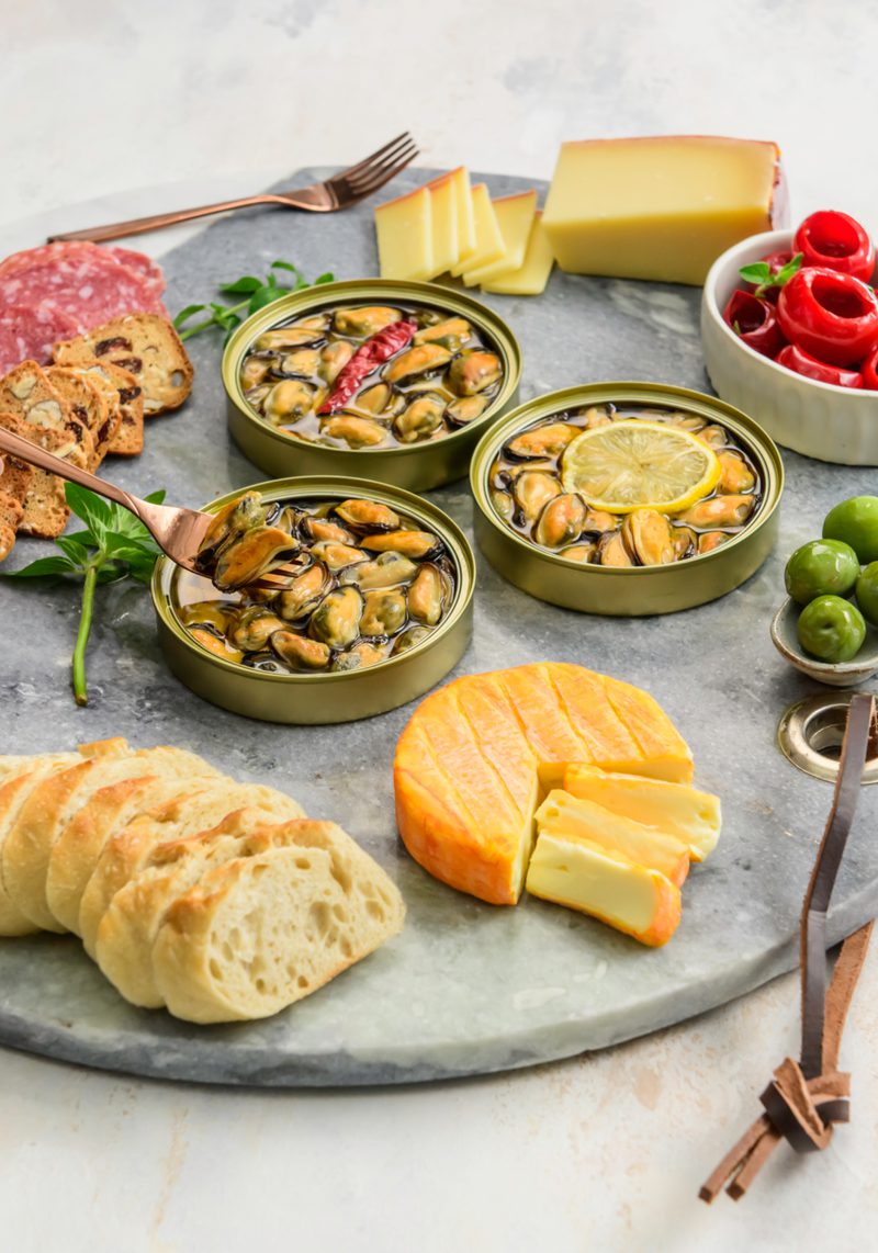 Smoked Mussels Charcuterie Party Board