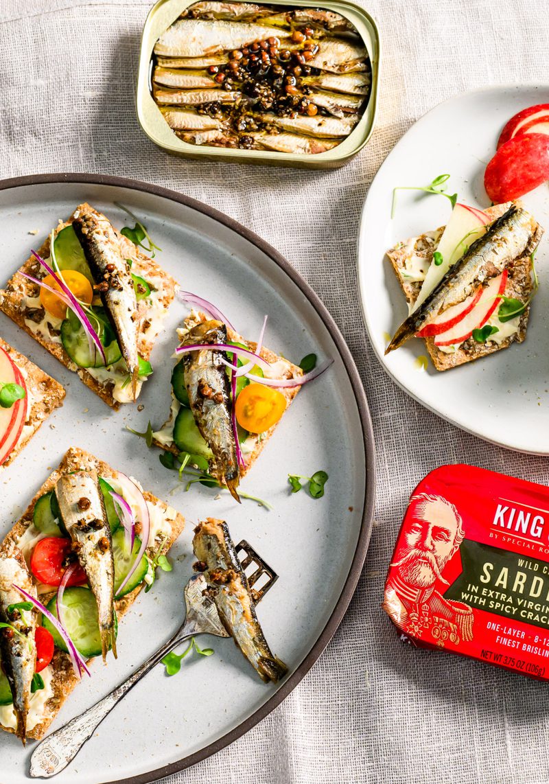 Spicy Cracked Pepper Sardine Crostini