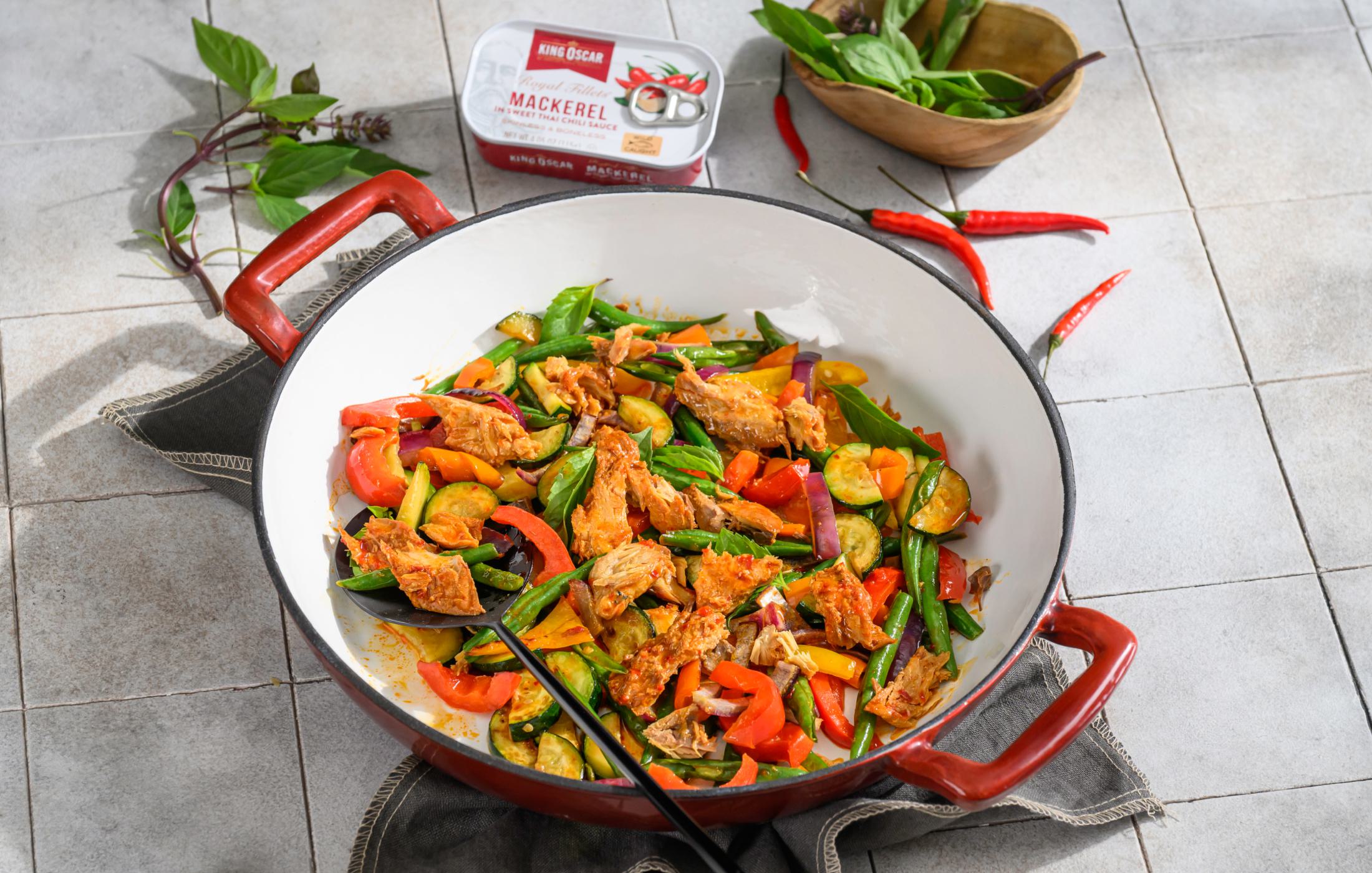 Sweet Thai Chili Mackerel Vegetable Stir Fry