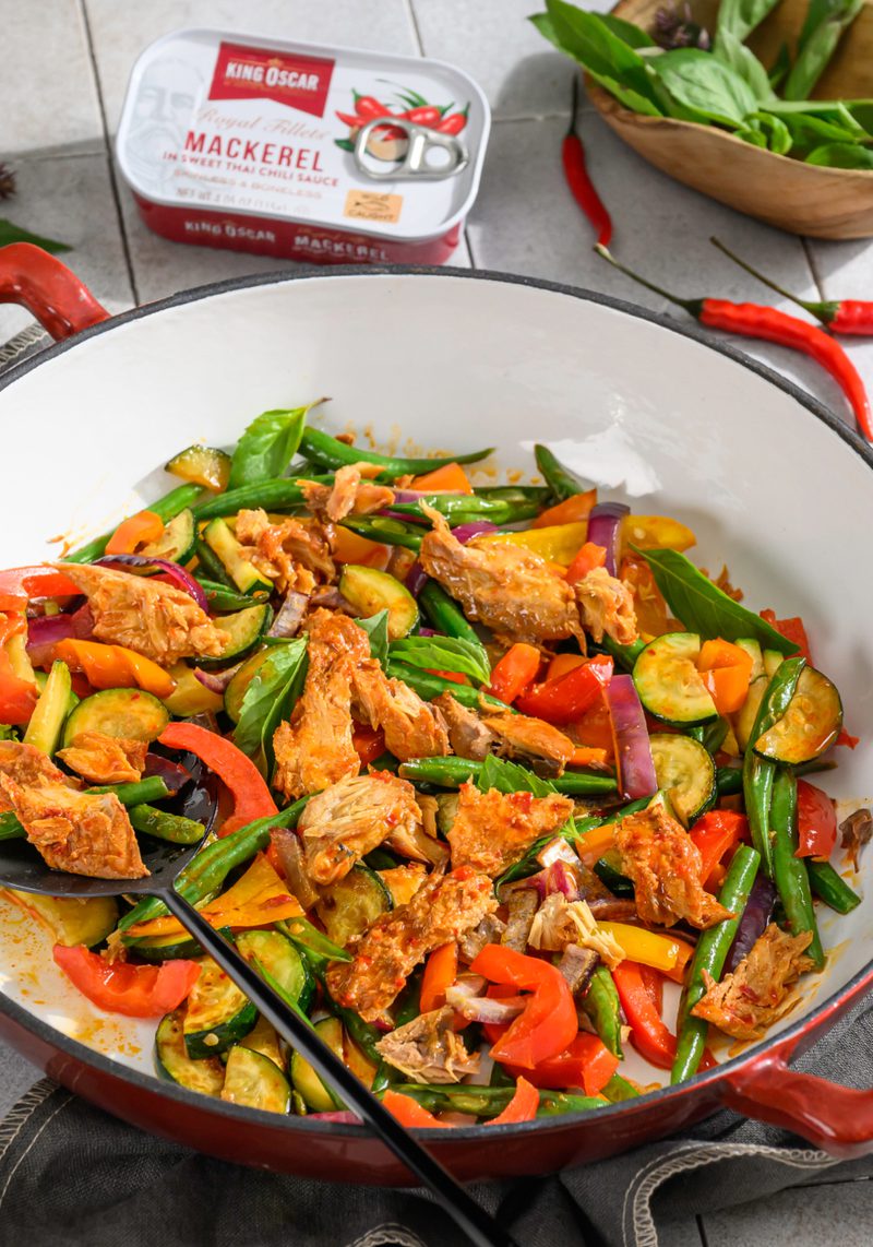 Sweet Thai Chili Mackerel Vegetable Stir Fry