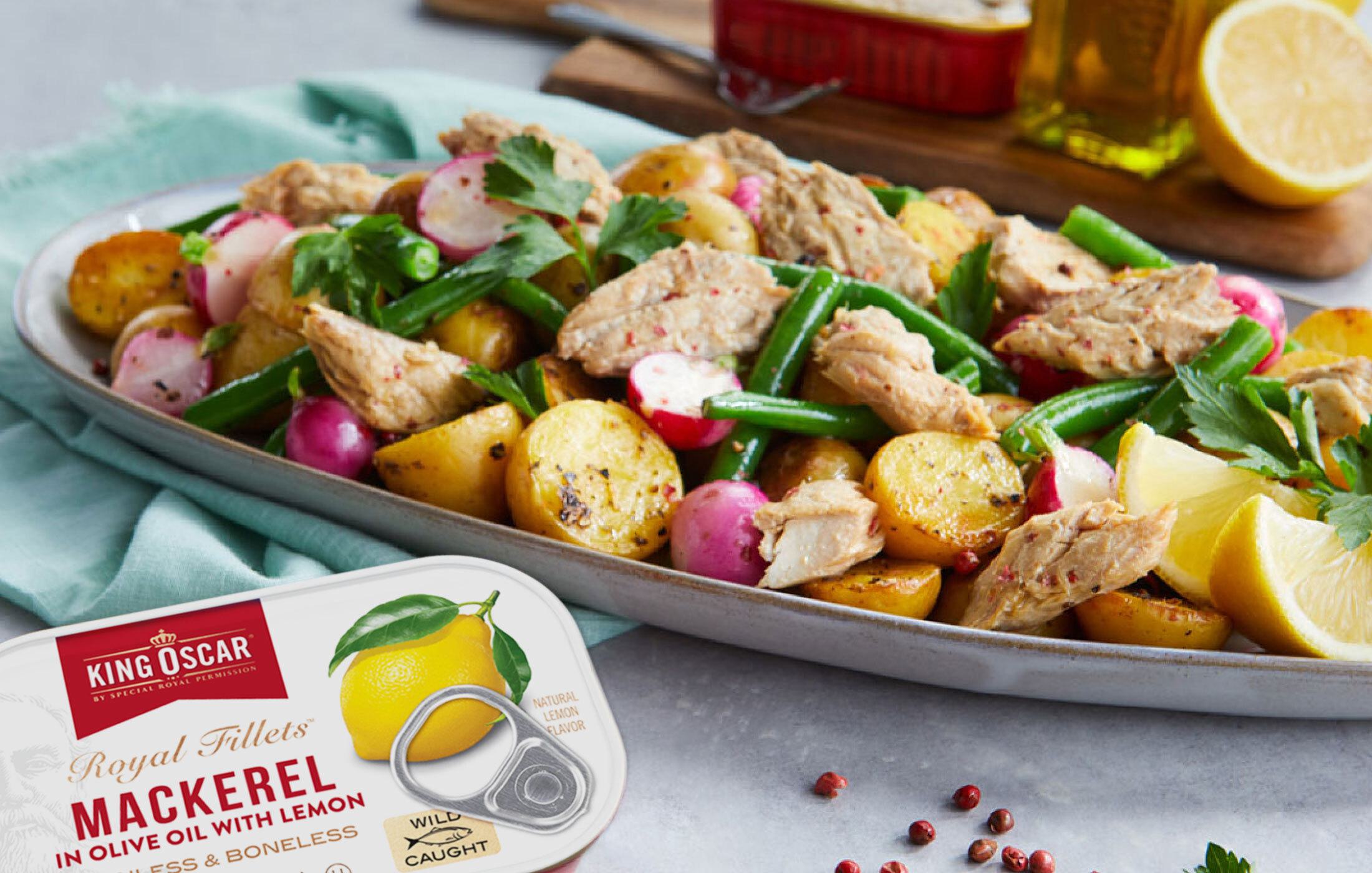 Warm Potato & Green Bean Salad with Mackerel