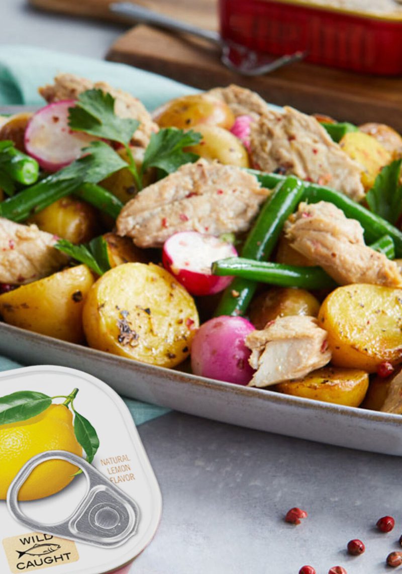 Warm Potato & Green Bean Salad with Mackerel